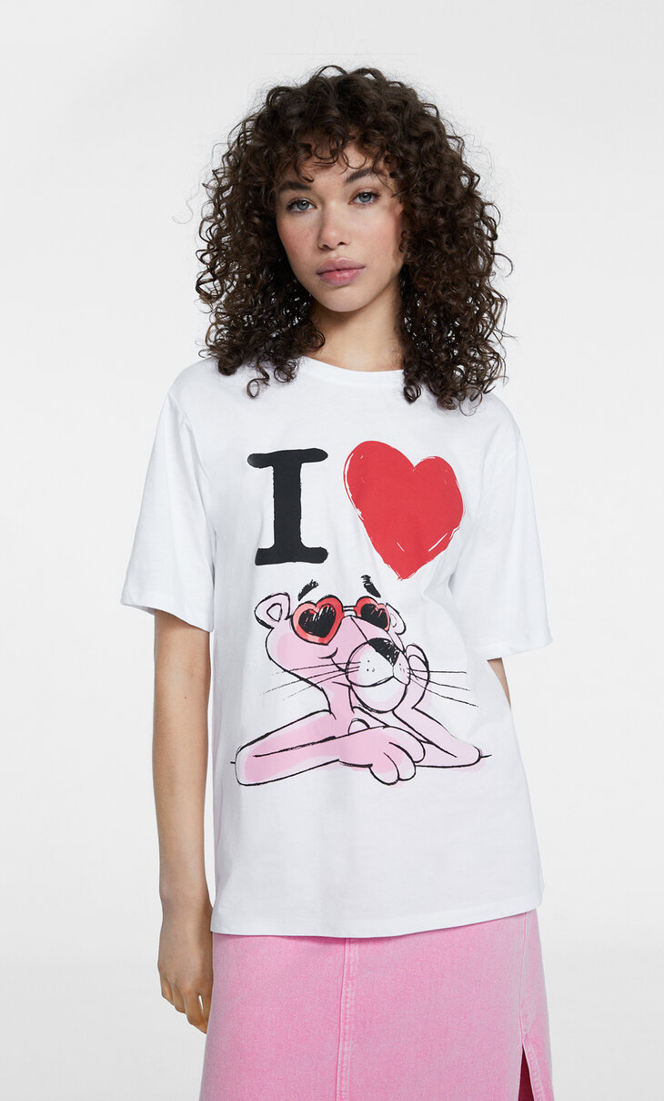 T-shirt met Pink Panther-logo