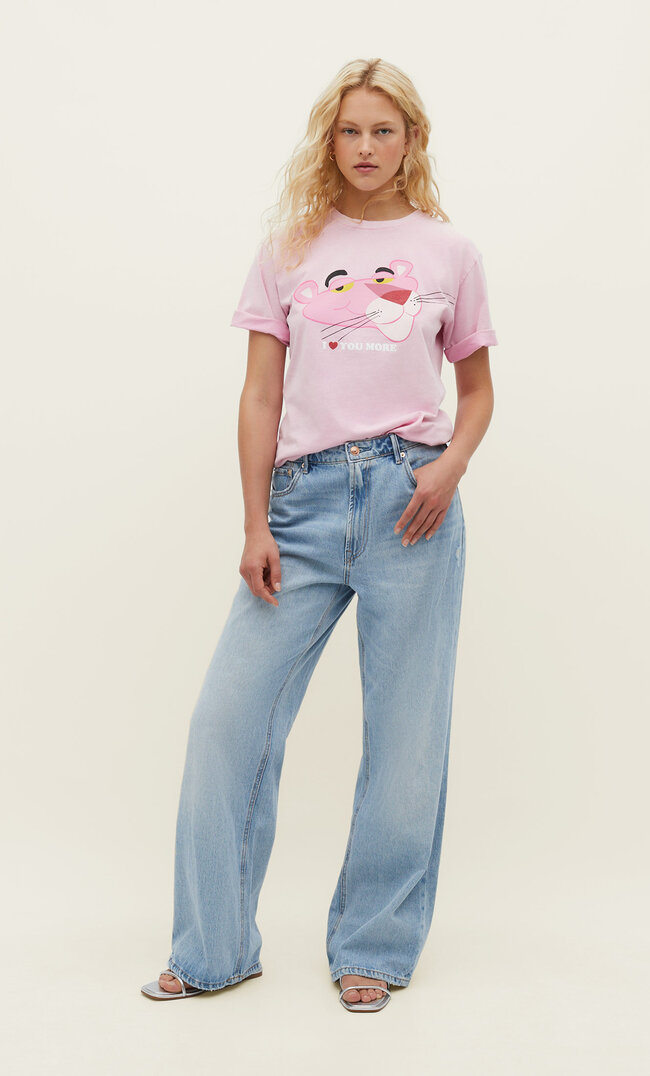 

Stradivarius Shirt mit Rosaroter-Panther-Lizenz Pastellrosa M