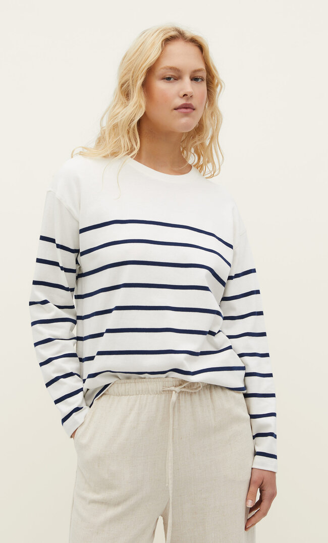 

Stradivarius Shirt mit gewebten Streifen Marineblau L
