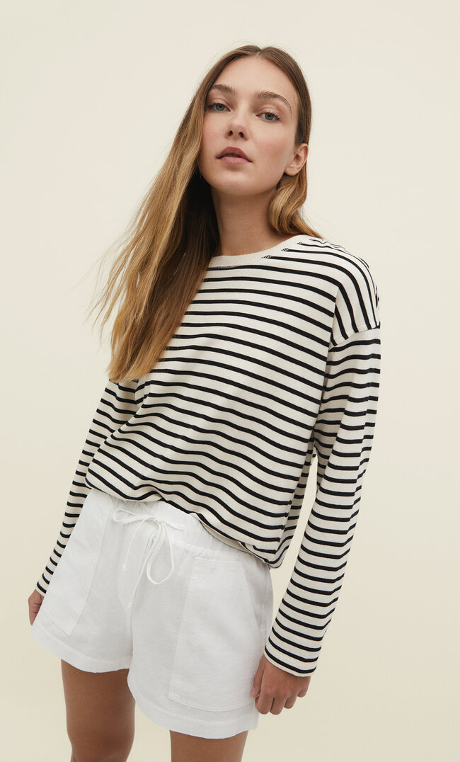 

Stradivarius Gestreiftes Shirt Ecru Xl