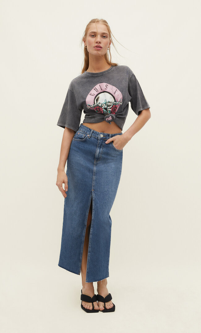 

Stradivarius T-Shirt Mit Guns N' Roses-Print Graumeliert M