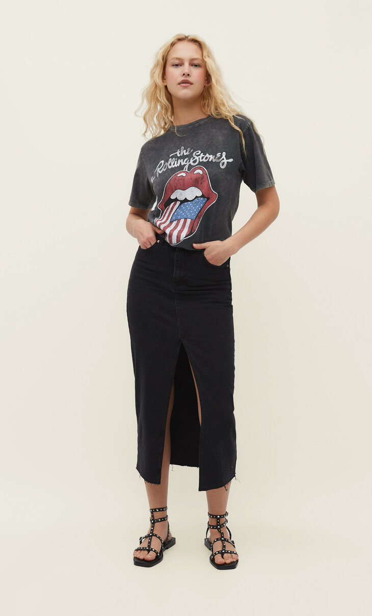 T-shirt com escudo Rolling Stones