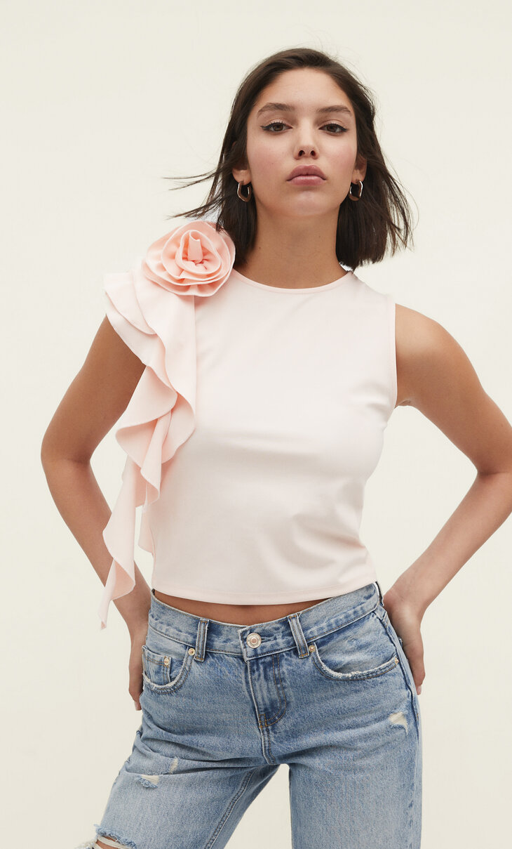 T-shirt with floral appliqué