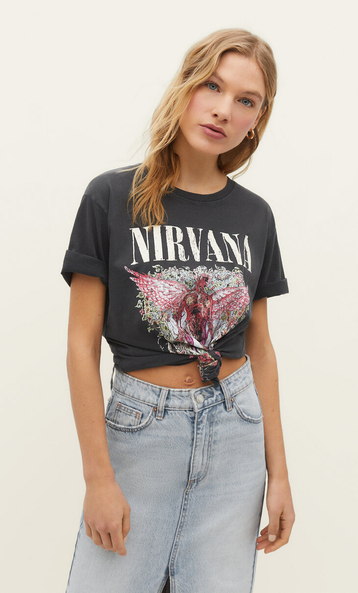 Nirvana T-shirt met verwassen effect