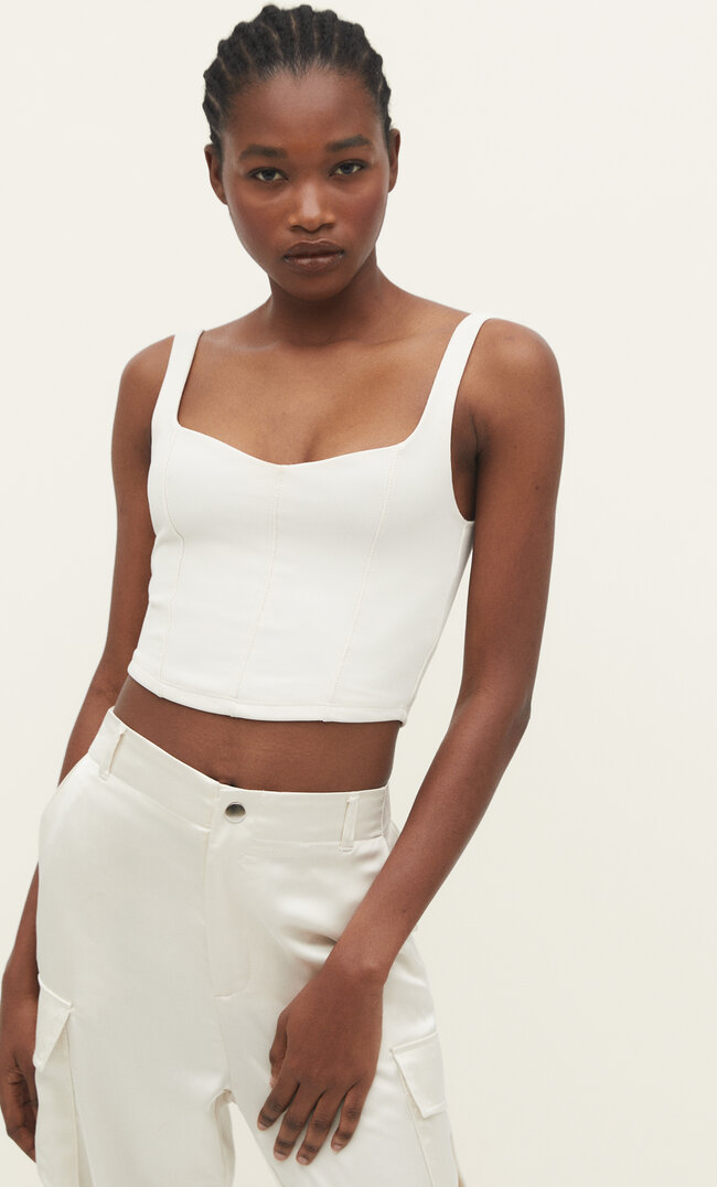 

Stradivarius Corsage-Top mit Trägern Vanille XS