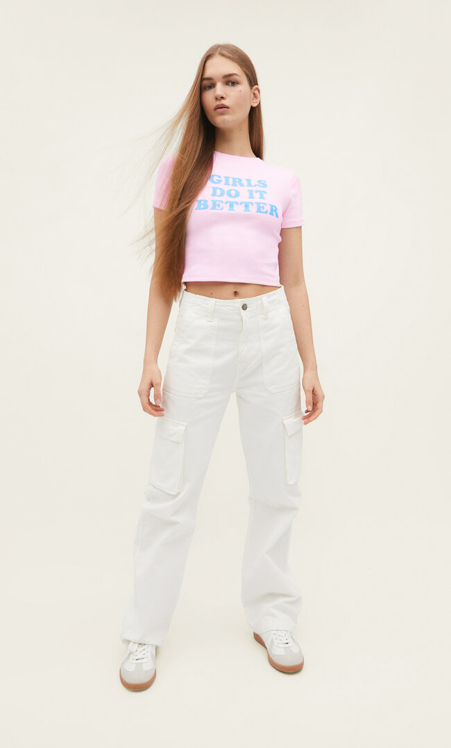 

Stradivarius Shirt Mit Print Pastellrosa Xl