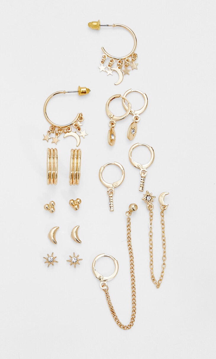 Set of 9 pairs of mystical earrings