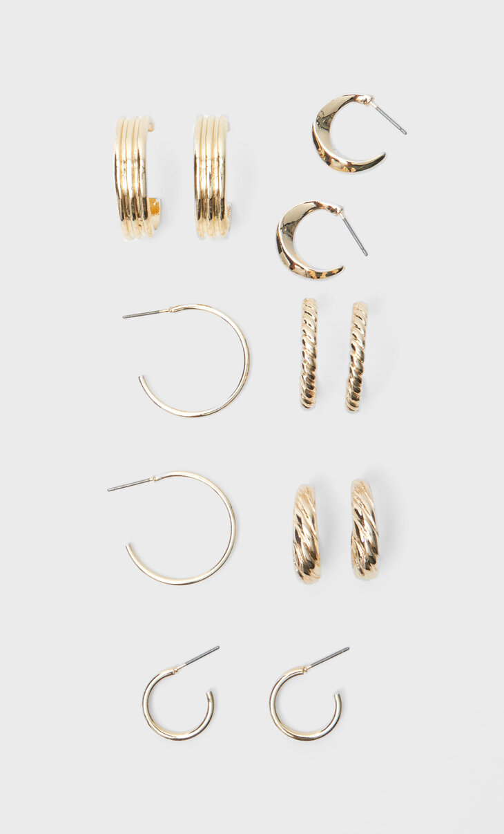 Set of 6 basic hoop earrings