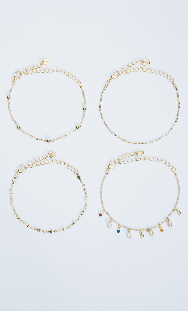 Pack 4 bracelets perles et strass