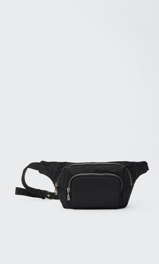 Stradivarius Gürteltasche Aus Stoff Schwarz M