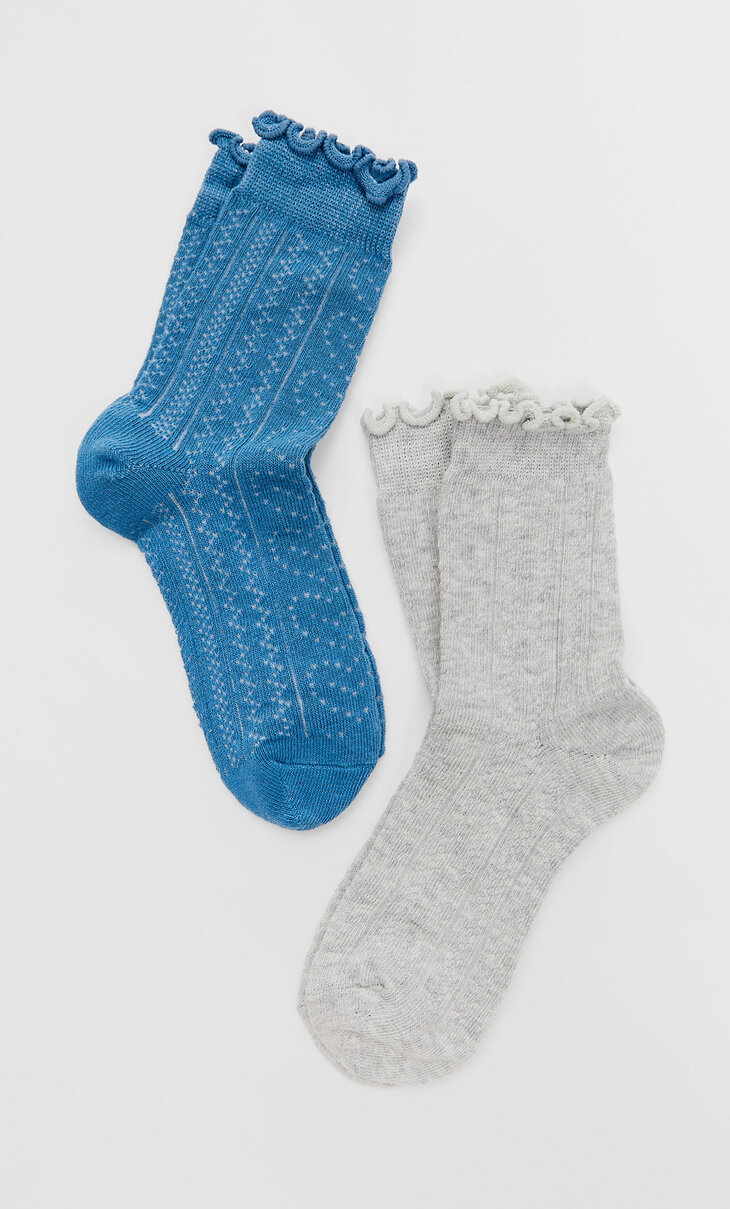 2-Pack opgewerkte sokken