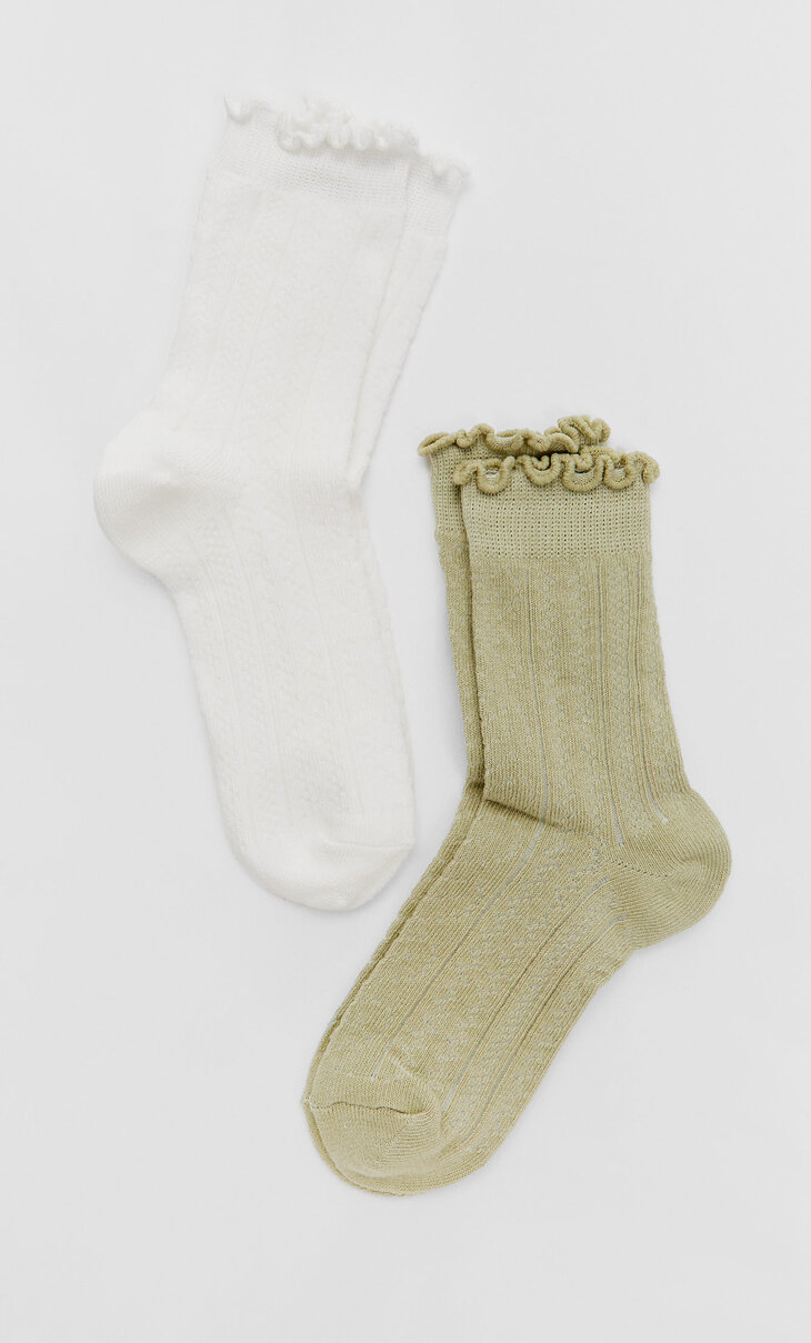 2 porų kojinių su kiauraraščiu rinkinys
