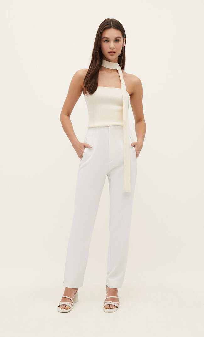 

Stradivarius Stoff-Bundfaltenhose Ecru 38
