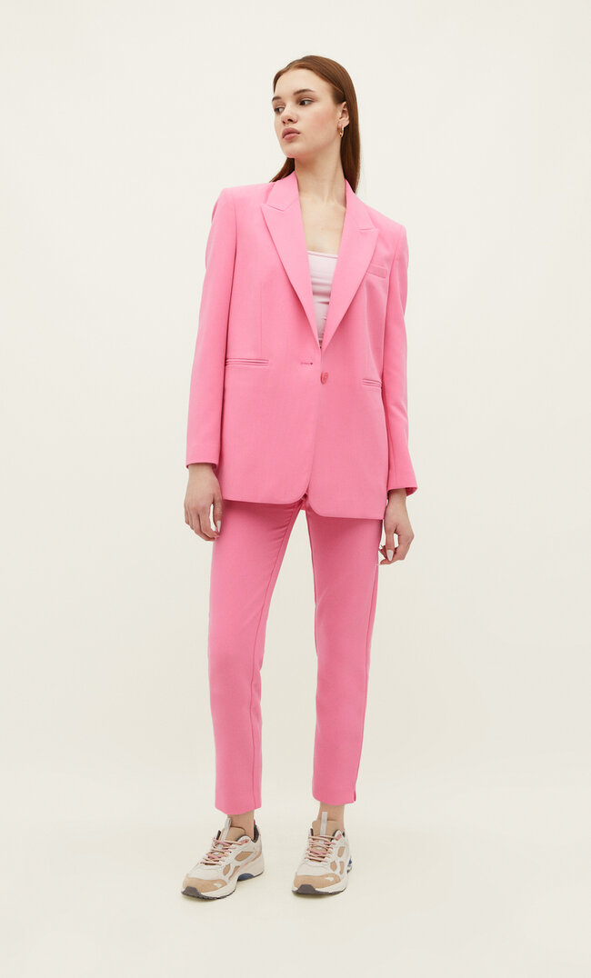 

Stradivarius Stoff-Bundfaltenhose Kaugummirosa 40