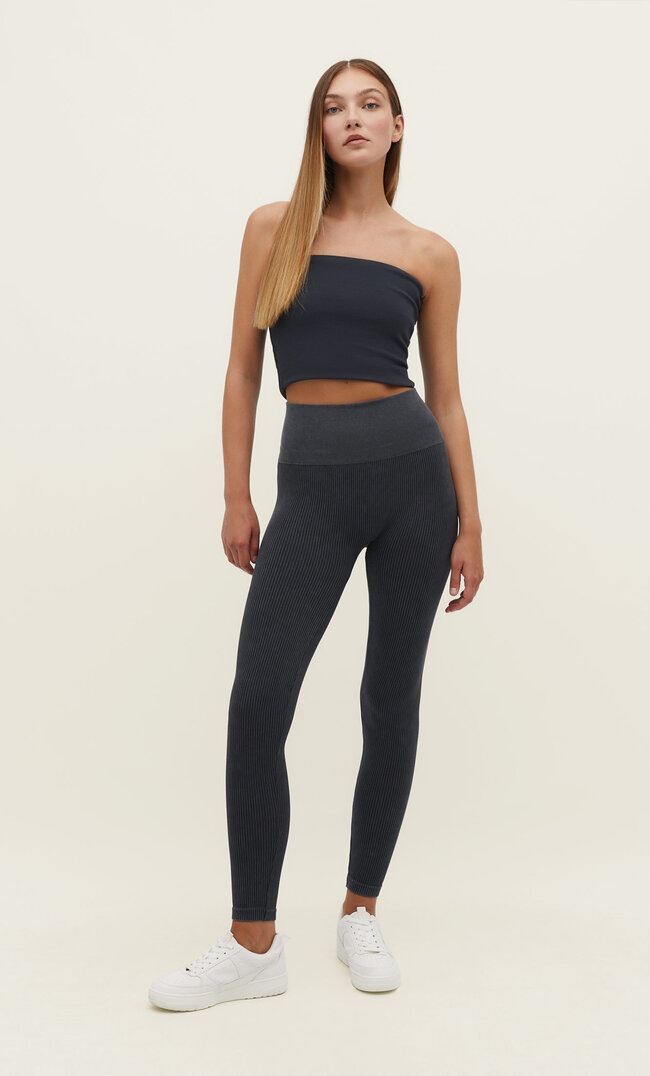 Stradivarius Nahtlose Leggins Graumeliert S