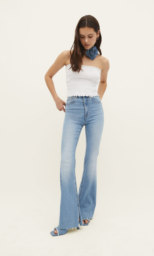 

Stradivarius Jeans-Schlaghose Im Slim-Fit Medium Light Blue Denim 44