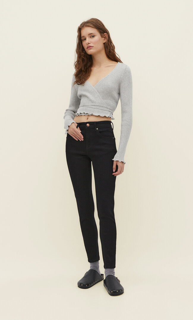 

Stradivarius Skinny-Jeans Mit Tiefem Bund Black Denim Dark 34