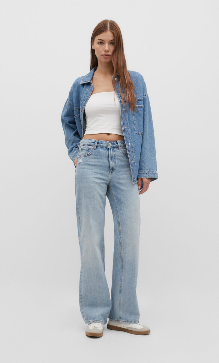 Recht model jeans met wijde pijpen