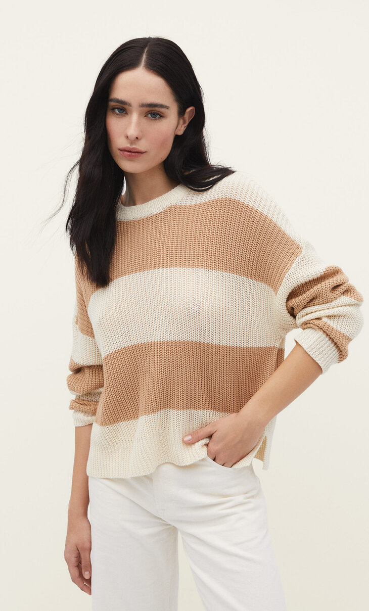 Paprastas dryžuotas megztinis