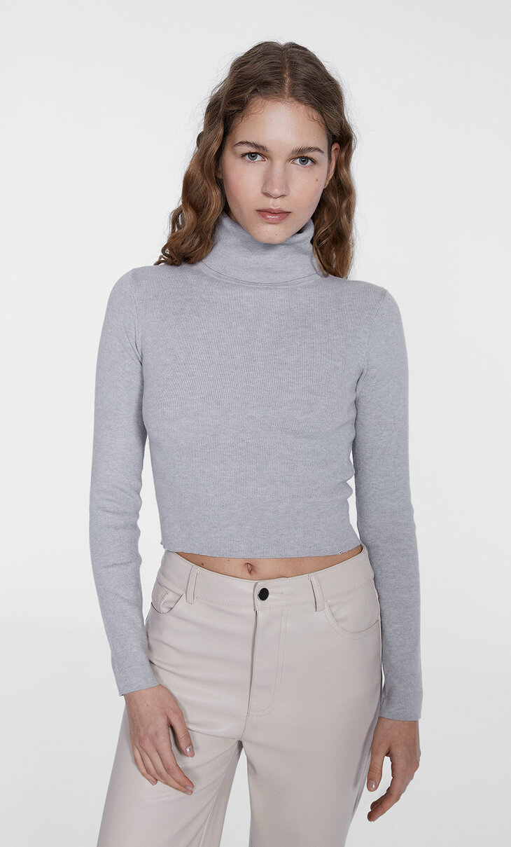 Cropped high neck sweater