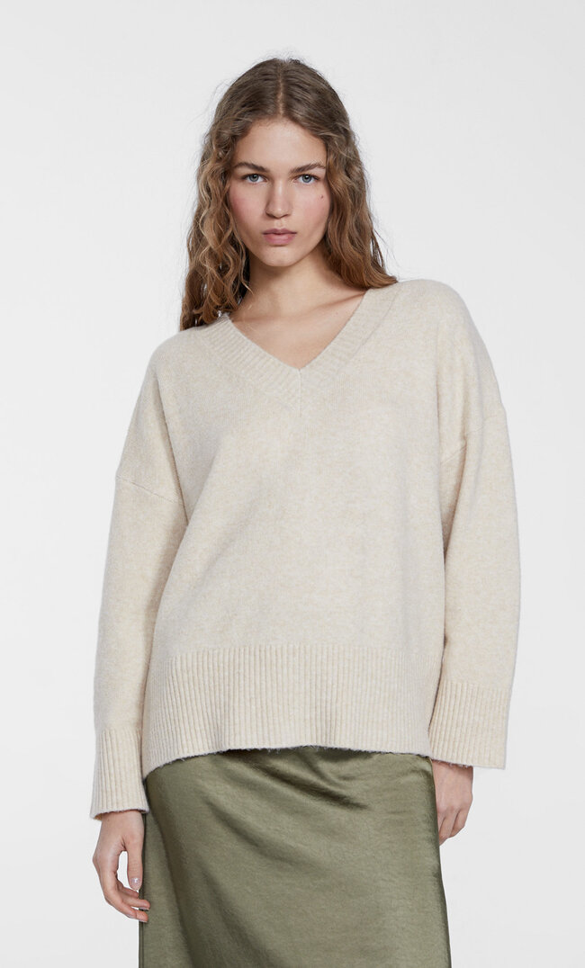 

Stradivarius Przyjemny W Dotyku Sweter Z Dekoltem W Serek Szary Xl
