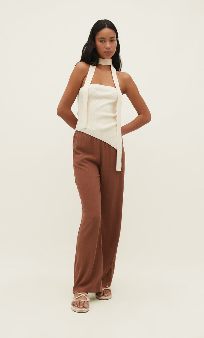 

Stradivarius Strick-Bandeau-Top mit Tuch Vanille XS