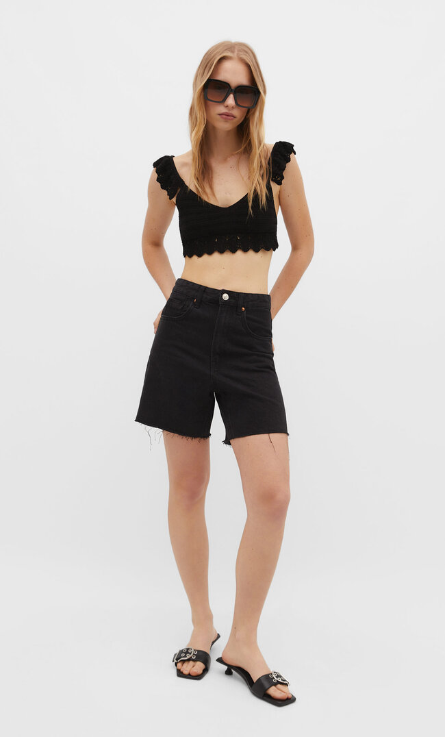 

Stradivarius Häkel-Stricktop Schwarz XS