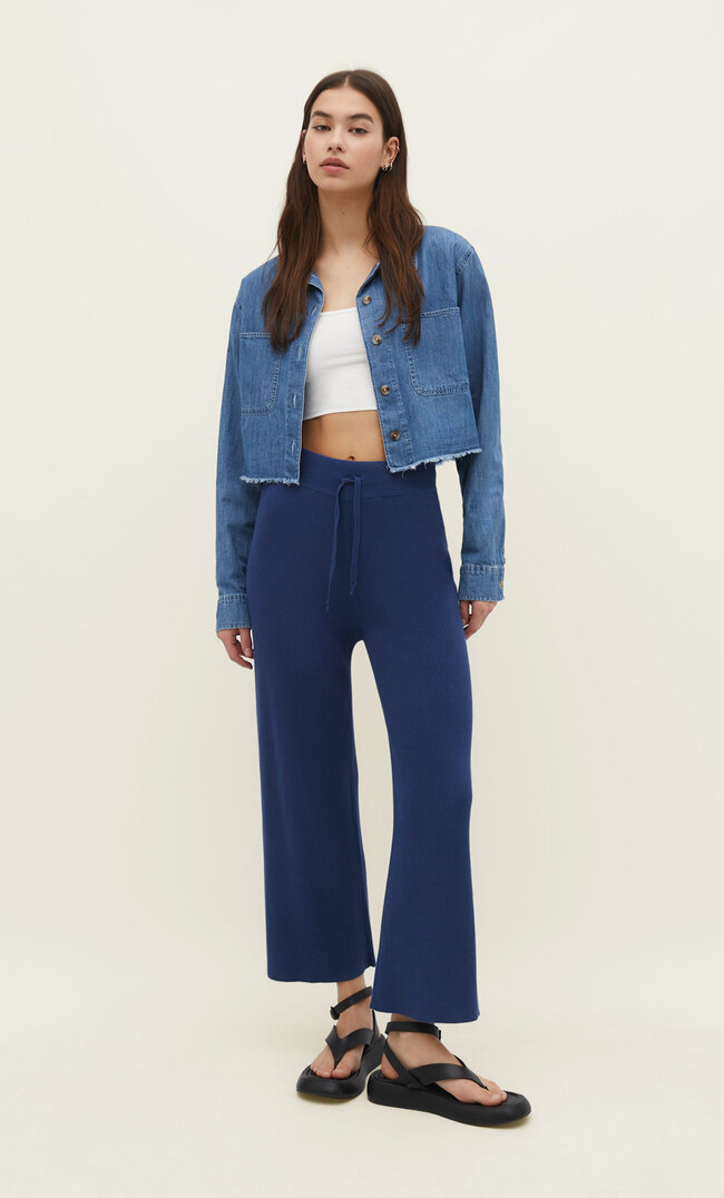 Stradivarius Strick-Culotte Mittelblau M