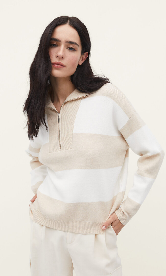 

Stradivarius Strickpullover mit Reißverschluss Steingrau S