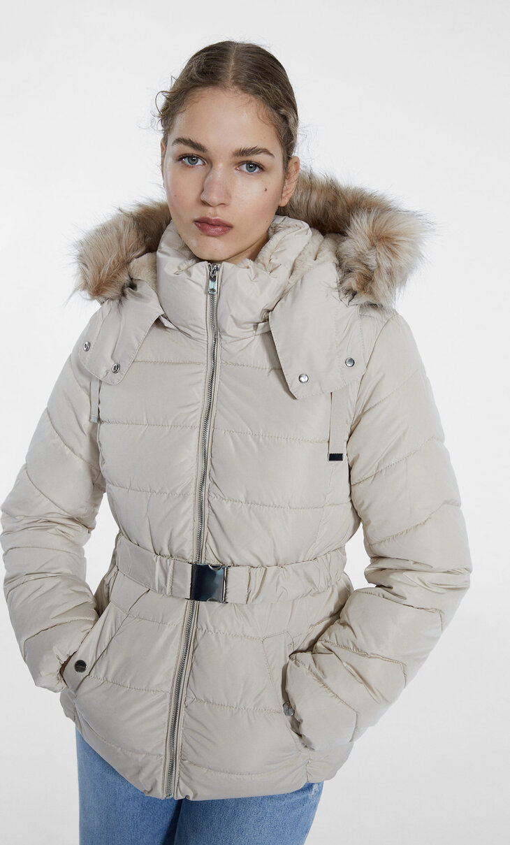 Puffer jacket with detachable hood - Women's fashion | Stradivarius United Kingdom