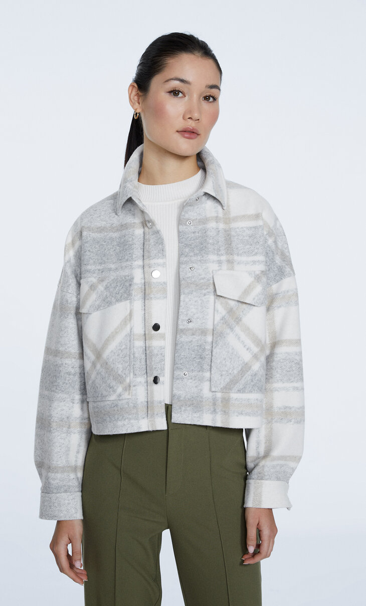 Cropped check overshirt
