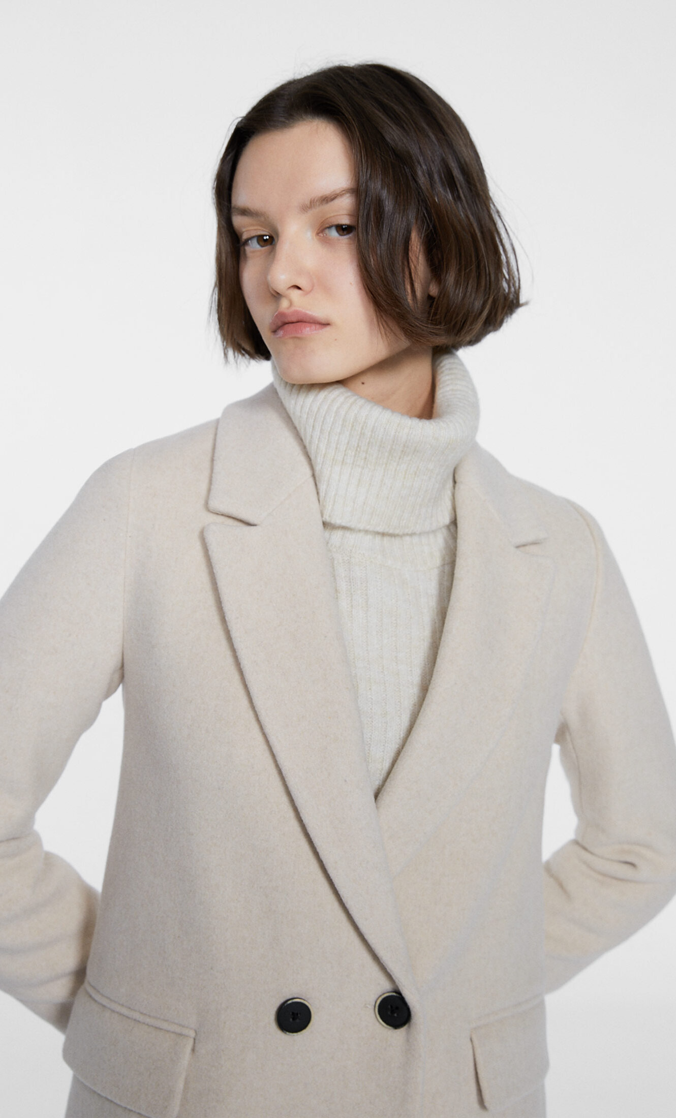 stradivarius Manteau en tricot avec tissu brossé