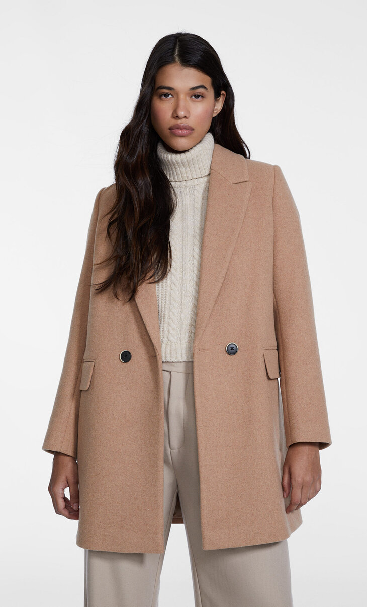 Basic wool blend coat
