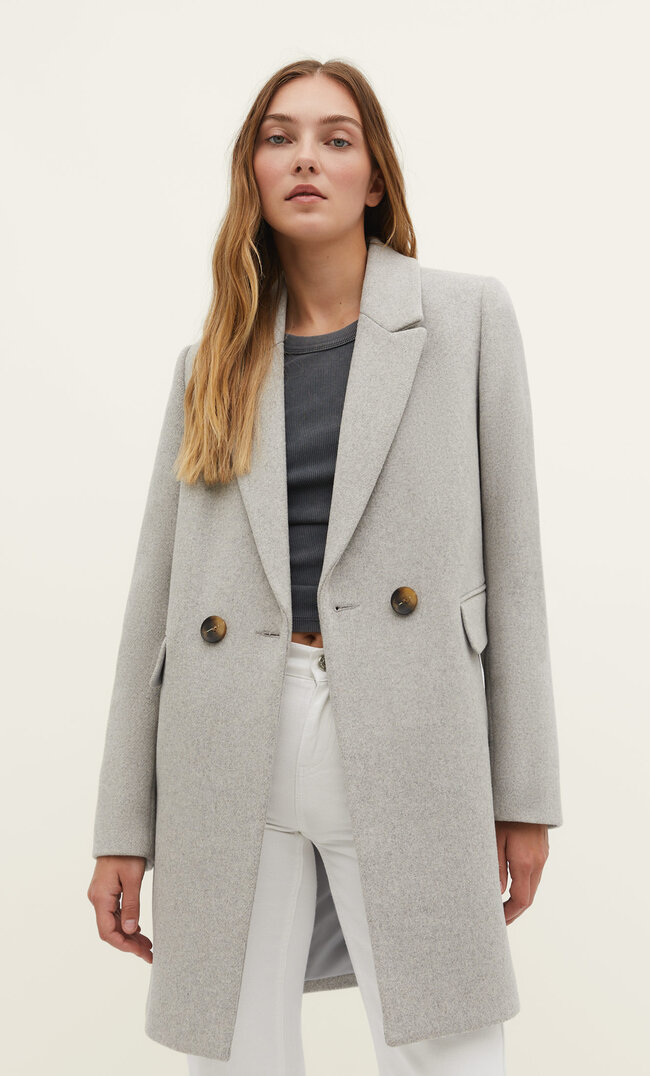 

Stradivarius Stoffmantel Grau Melange M