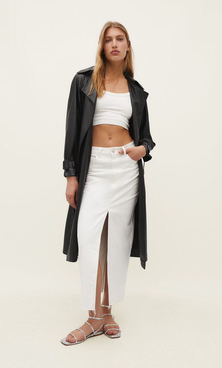 ruffle back trench coat