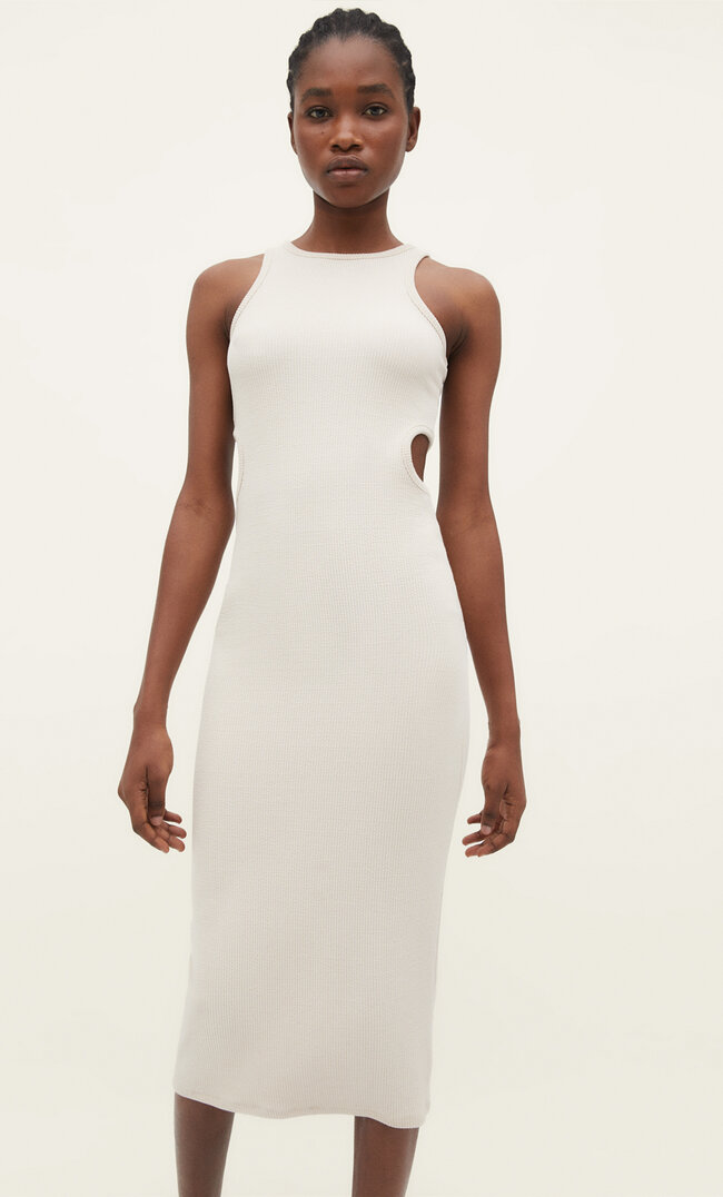 

Stradivarius Midikleid mit Cut-outs Vanille L
