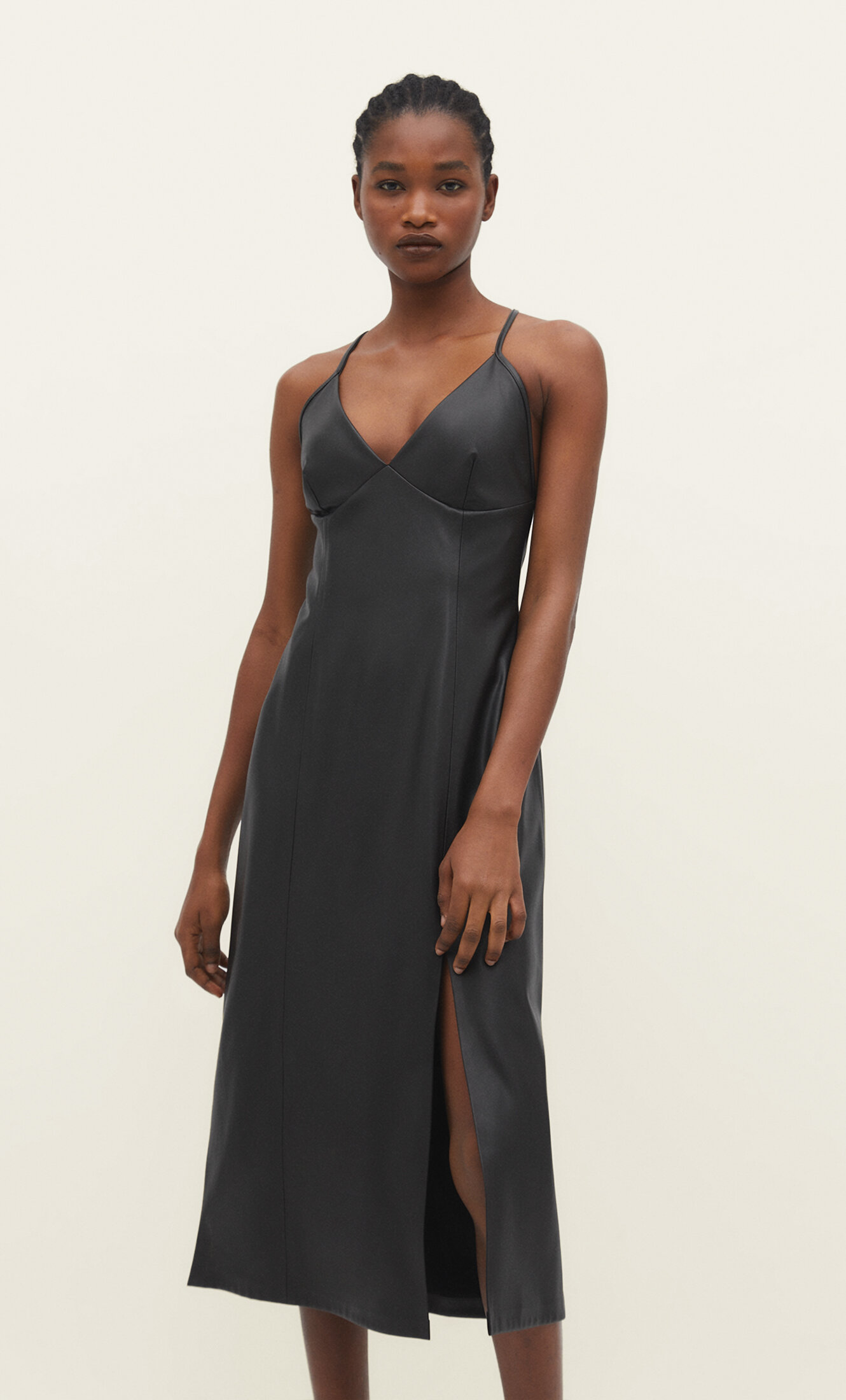 Faux Leather Camisole Midi Dress - Women'S Fashion | Stradivarius United  Arab Emirates