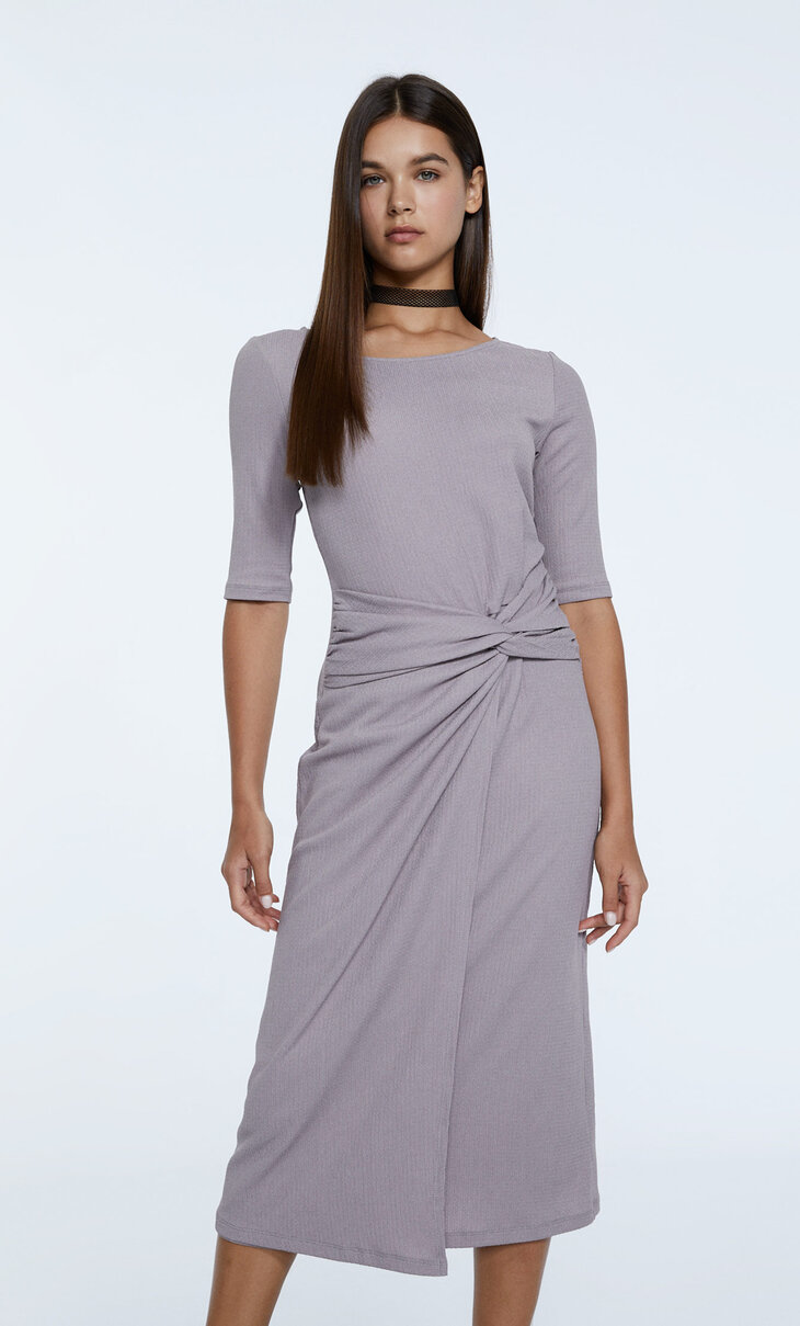Midi dress skirt with knot detail