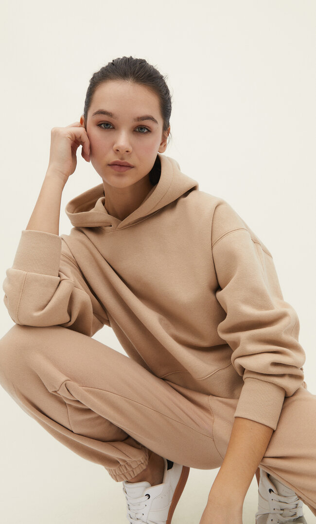 

Stradivarius Cropped-Hoodie Steingrau Xxs