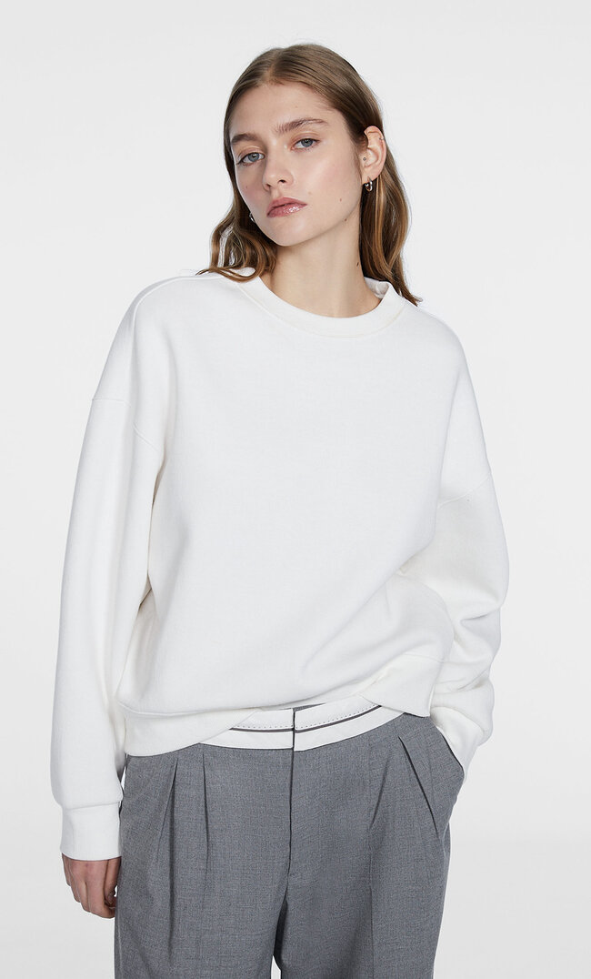Stradivarius Bluza Basic Ecru M