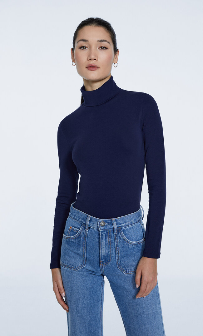 

Stradivarius Shirt mit Rollkragen Marineblau S
