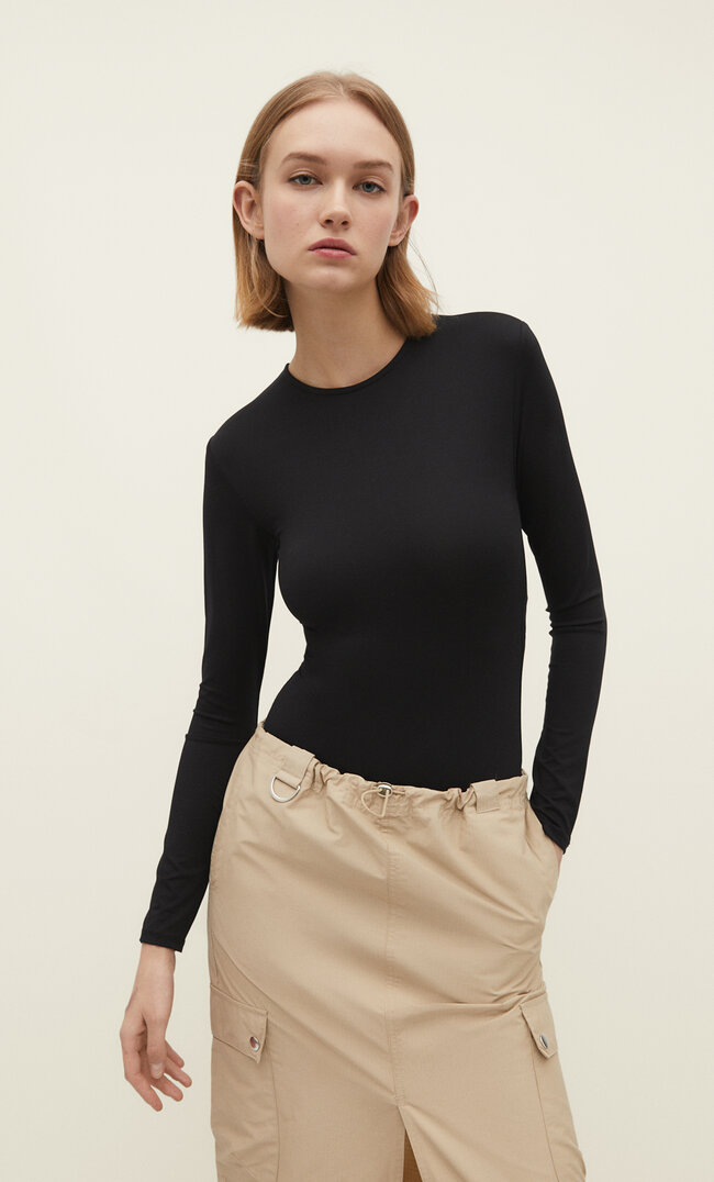 Stradivarius Body Basic Z Poliamidu Czarny Xs