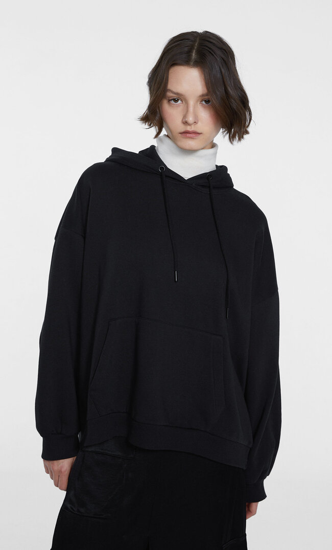 

Stradivarius Aufgerauter Oversize-Hoodie Schwarz Xxs