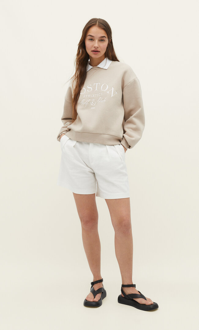 

Stradivarius Sweatshirt Mit Polo-Kragen Steingrau Xl