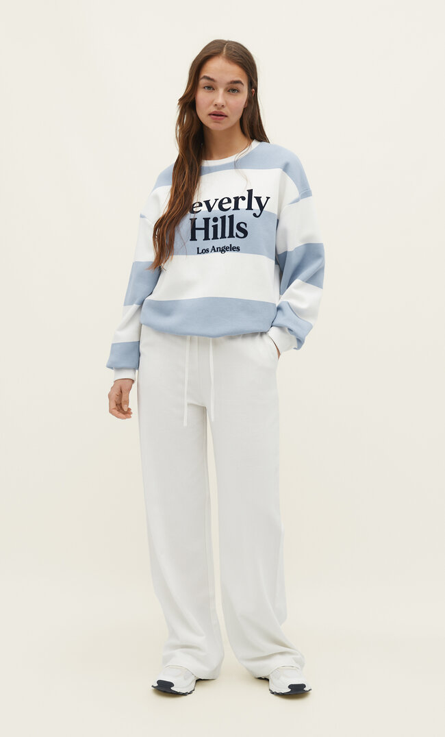 

Stradivarius Bluza W Paski Z Nadrukiem Błękitny Xl