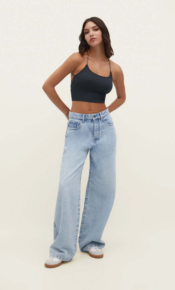 Seamless top with embellished back