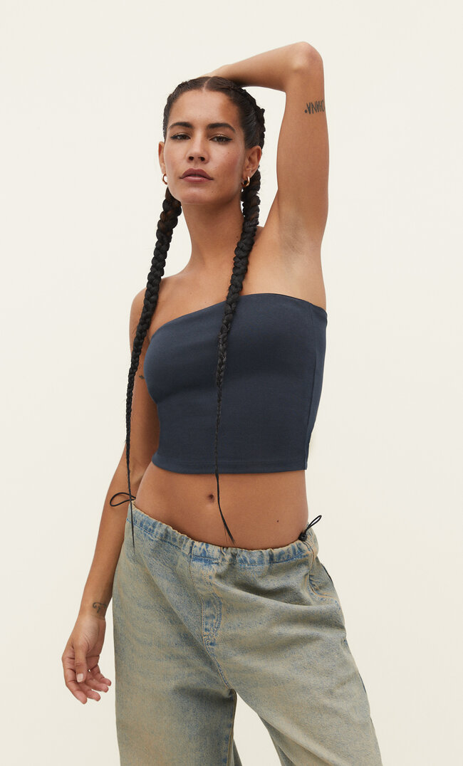 Stradivarius Basic-Bandeau-Top Grau M