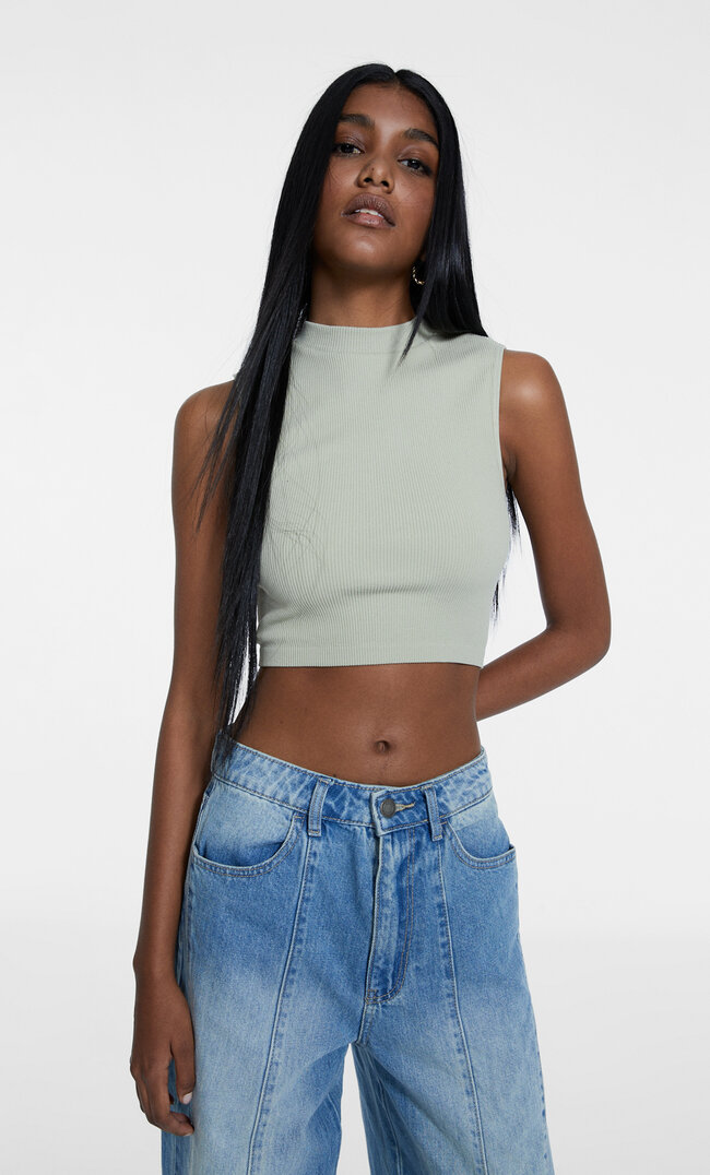 

Stradivarius Nahtloses Top Khaki S