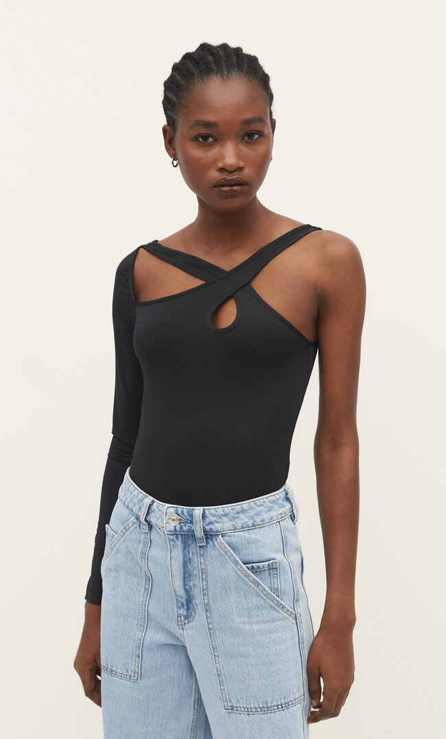 

Stradivarius Asymmetrischer Body mit Cut-outs Schwarz XL
