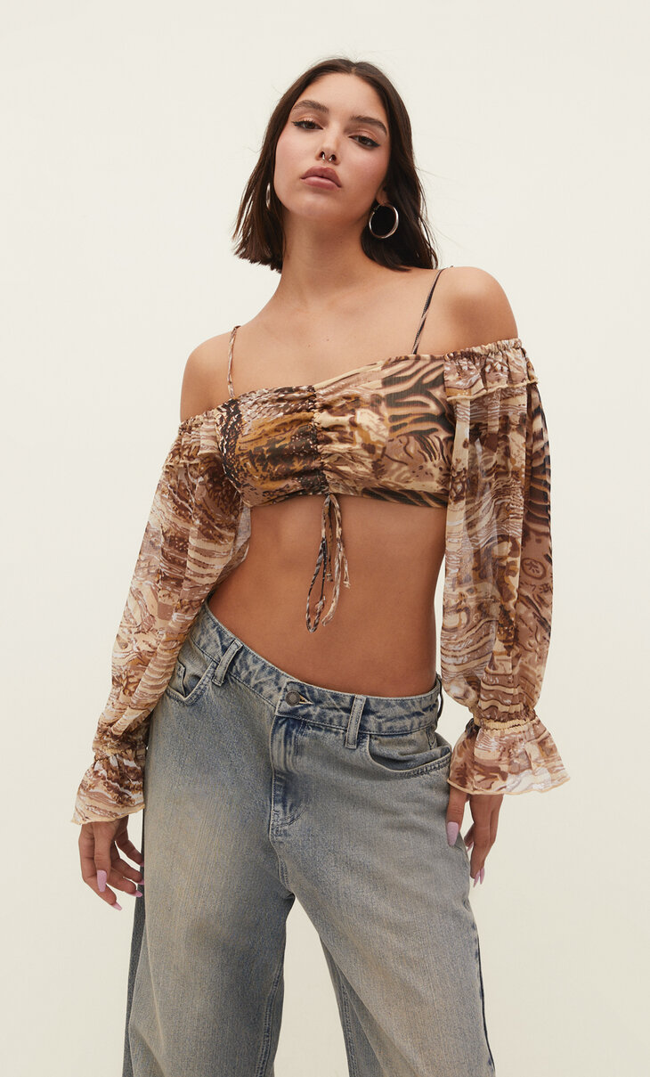 Printed cropped blouse
